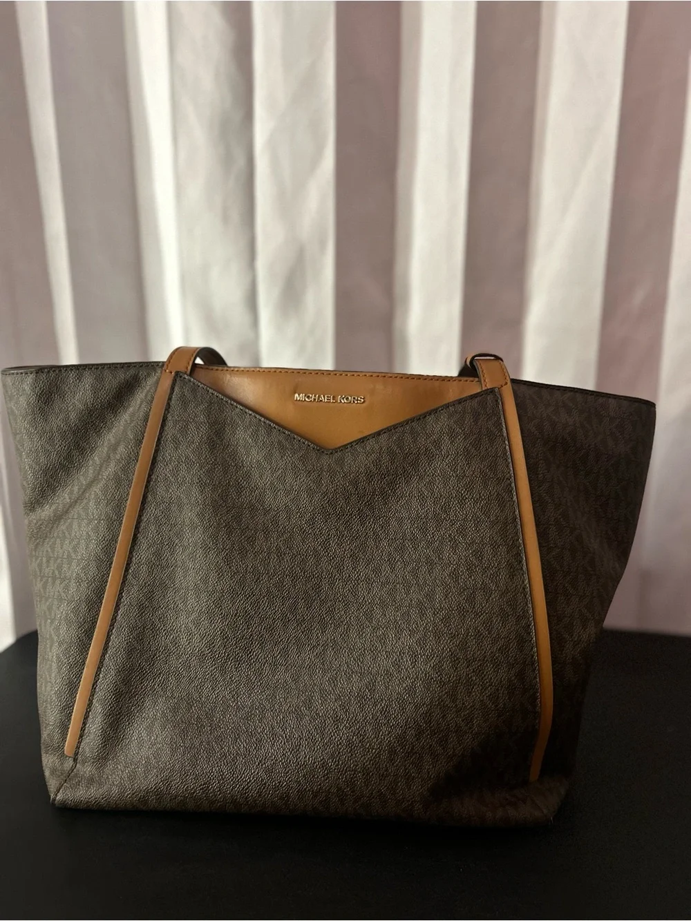 Michael Kors Brown Logo Tote with Tan Accents